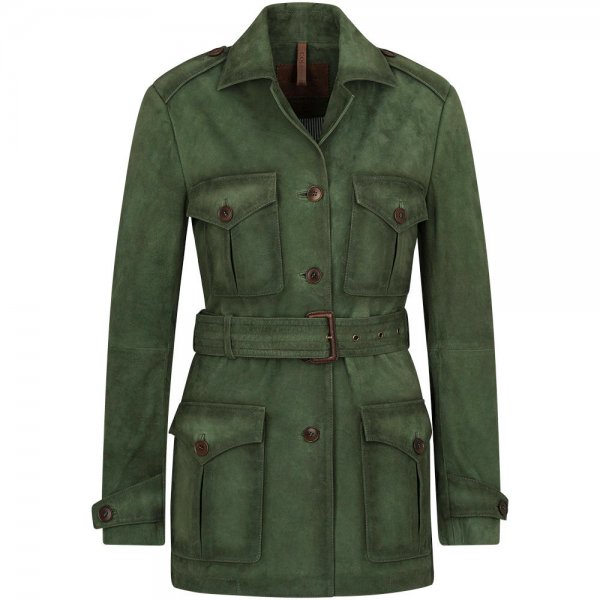 »Professeur Lady« Ladies’ Leather Safari Jacket, Green, Size 40