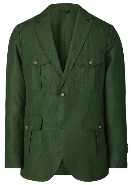 Safari Men's Sports Jacket, Irish Linen, Dark Green, Size 48