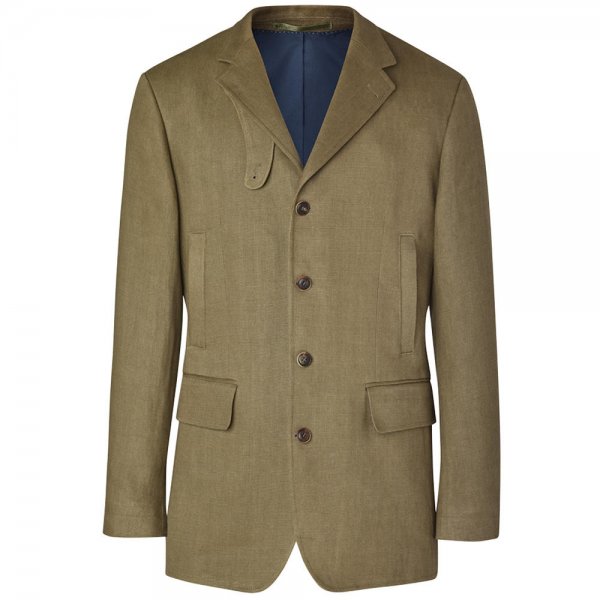 Men's Jacket, Linen Canvas, Olive, Size 54