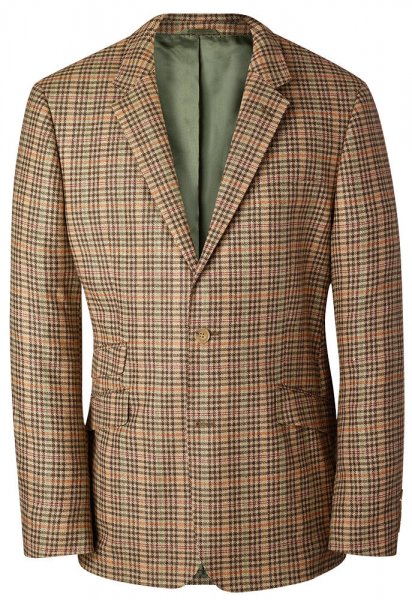 Men’s Sports Jacket, Chequered Tweed, Beige, Size 56