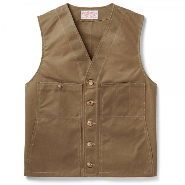 Filson Oil Tin Cloth Vest, Dark Tan, Size L