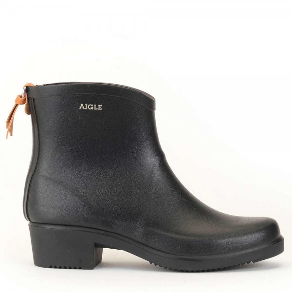 Aigle Ladies Rubber Ankle Boots MISS JULIETTE BOTTILLON, Black, Size 35