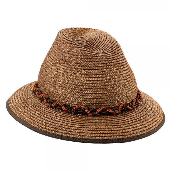 »Maxi« Ladies' Hat, Braided Straw with Cord, Brown, Size 55