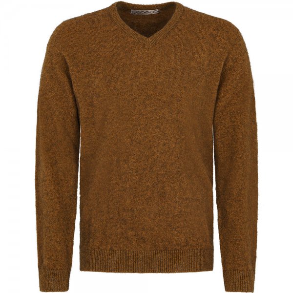 Possum Merino Men’s V-neck Sweater, Medium Brown Melange, Size M