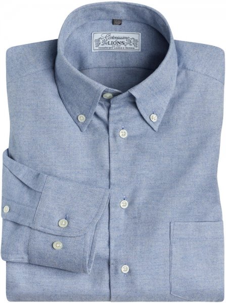 Men's Shirt, Herringbone Flannel, Light Blue, Size 45