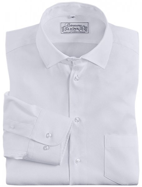 Men's Shirt, Twill, Fine, White, Size 45