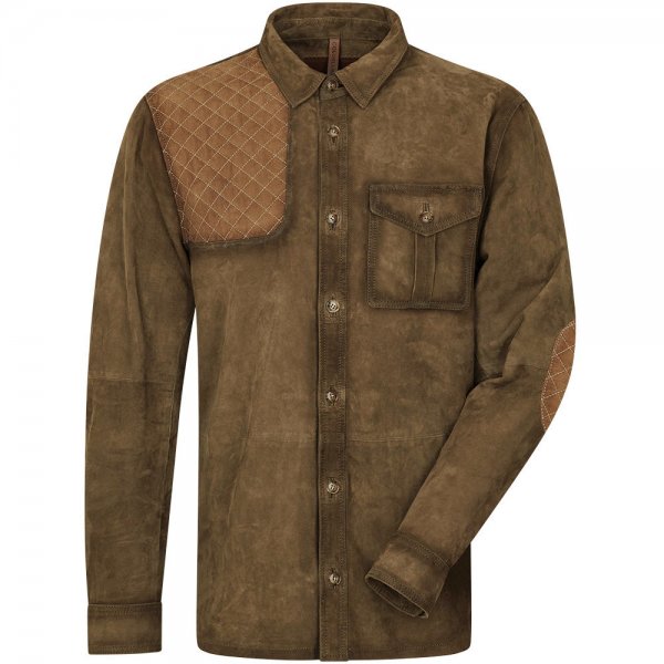 »Jaeger« Men's Hunting Shirt Jacket, Leather, Olive, Size 56