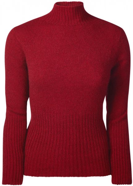 Ladies’ Rib Sweater, Possum Merino, Red Melange, Size 42