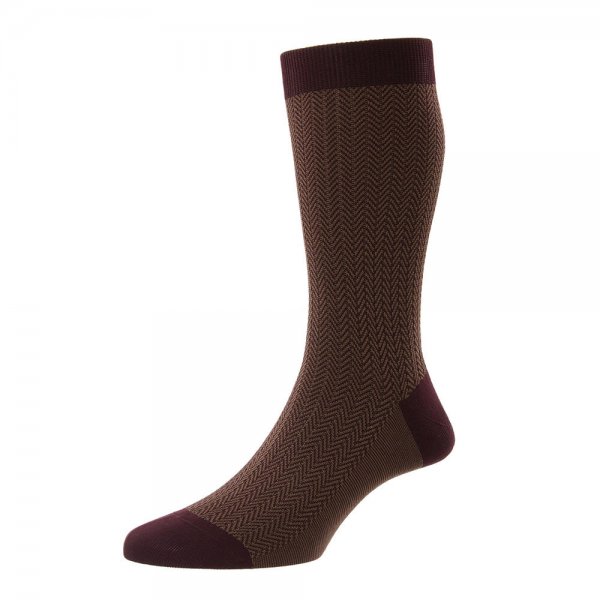Media calcetín para hombre Pantherella FABIAN, burgundy, talla M (41-44)