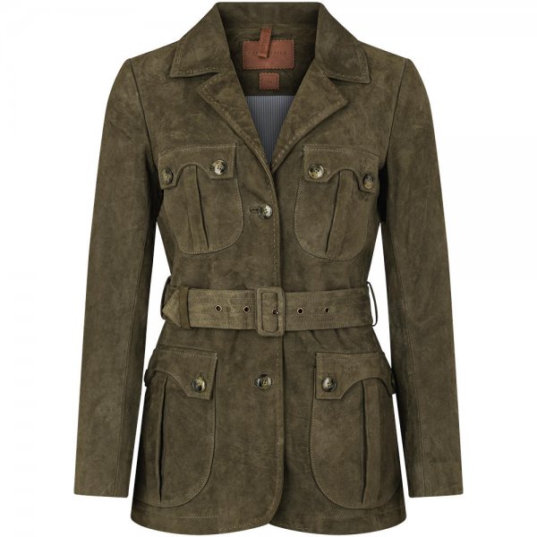 »Diplomate Lady« Ladies’ Leather Safari Jacket, Battle Green, Size 34