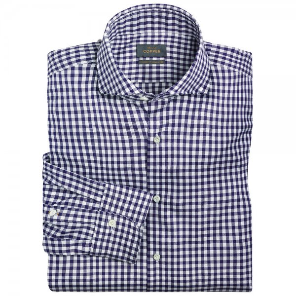 Gingham Men's Shirt, Blue/White, Size 44