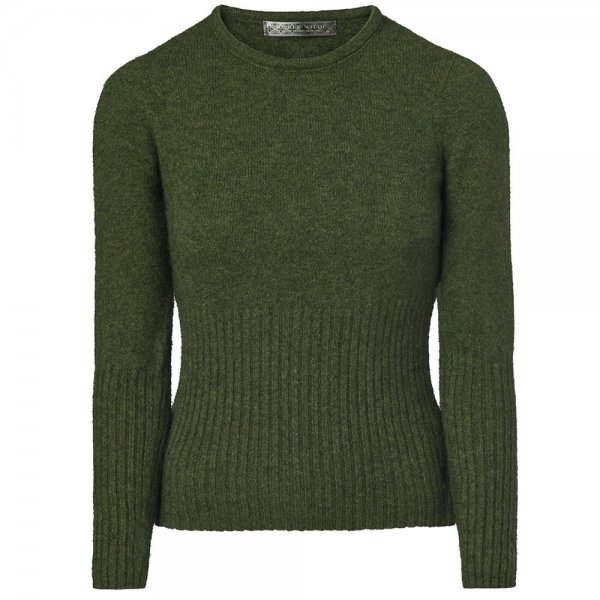 Ladies Rib Sweater, Merino-Possum, Olive Melange, Size 38