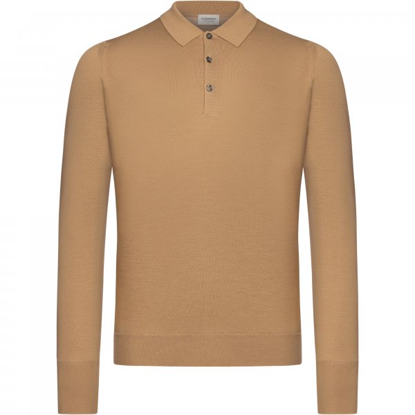 Maglione polo da uomo John Smedley, merino extra fine, noce moscata, taglia M