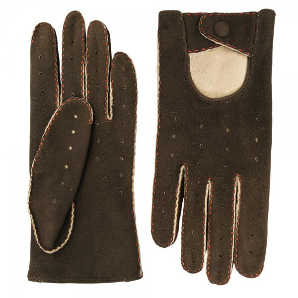 Damen Handschuhe BREGENZ, Rehleder, ungefüttert, dunkelbraun, Größe 8