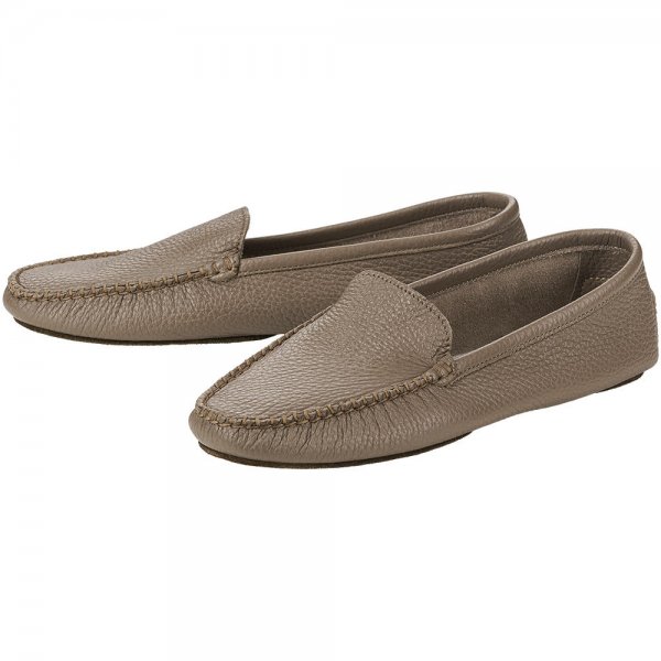 Pantofole mocassino donna »Virginia«, con fodera in cashmere, grigio talpa, 42
