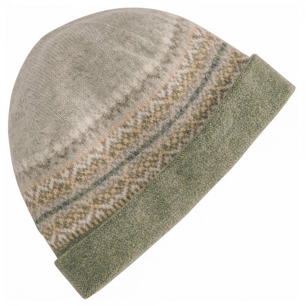 Eribé »Alloa« Knitted Hat, Fair Isle Pattern, Edelweiss