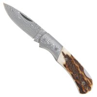 Cuchillo plegable Suminagashi, cuerno de ciervo, Drop Point