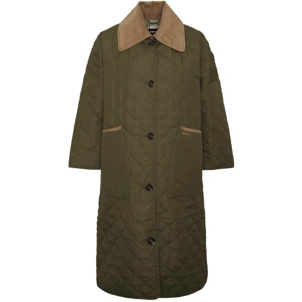 Abrigo acolchado para mujer Barbour »Lockton«, verde militar, talla 38