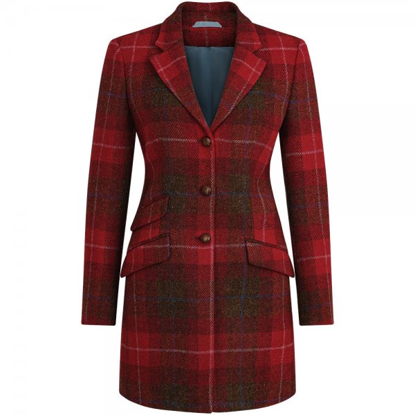 »Caroline« Ladies Frock Coat, Tweed, Red/Brown, Size 34
