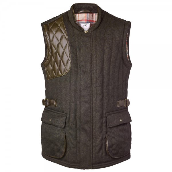 Heinz Bauer Men’s Profi Skeet Shooting Vest, Loden and Leather, Size 54