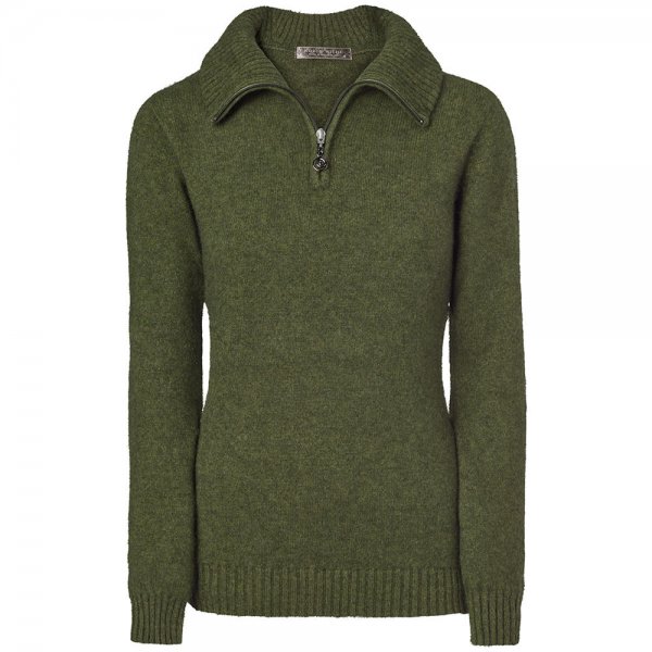 Ladies Zip Sweater, Merino-Possum, Olive Melange, Size 40