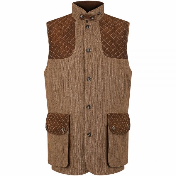 »Shooter Tweed« Men’s Hunting Vest, Chestnut, Size 56