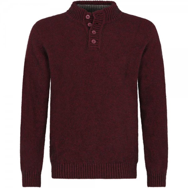 Men's Sweater, Button Front, Merino-Possum, Dark Red Melange, Size XXL
