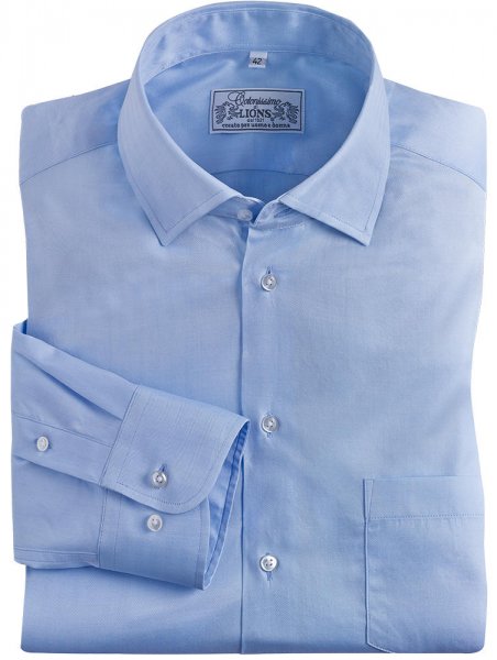 Men's Shirt, Herringbone (140/2), Light Blue, Size 39