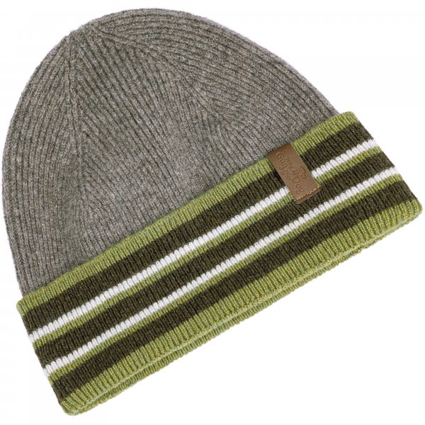 Men's Knitted Hat, Striped, Green/Grey
