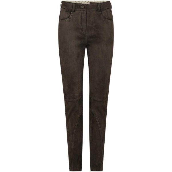 Habsburg »Zita« Ladies' Leather Trousers, Dark Brown, Size 34