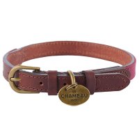 Collare per cani Le Chameau, pelle/tela, Rouge, taglia S