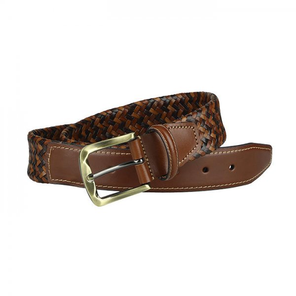 Athison Braided Leather Belt, Brown, M-L