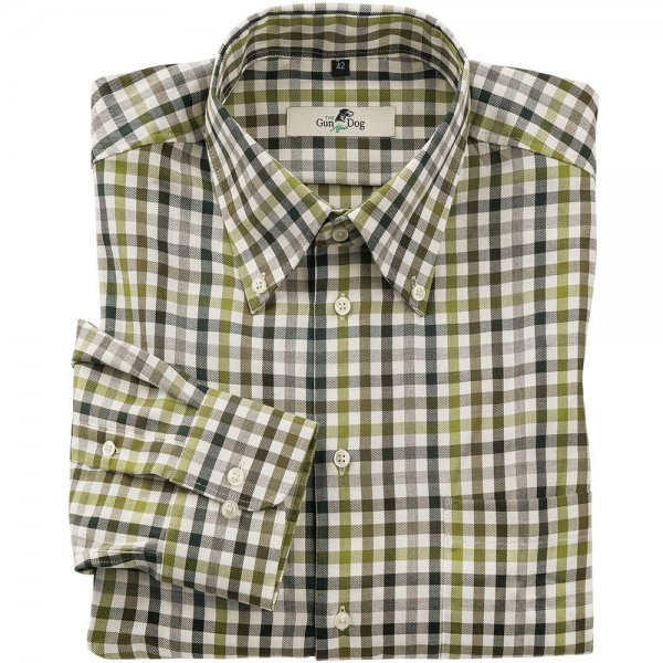 Men’s Shirt, Cotton, Check, Green/Olive/White, Size 45