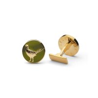 Cufflinks »Pheasant«, Green, Gold-plated