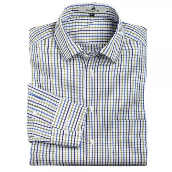 Men's Shirt, Chequered, Blue/Green/White, Convertible Cuffs, Size 41