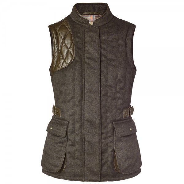 Heinz Bauer Ladies Profi Skeet Shooting Vest, Loden and Leather, Size 38
