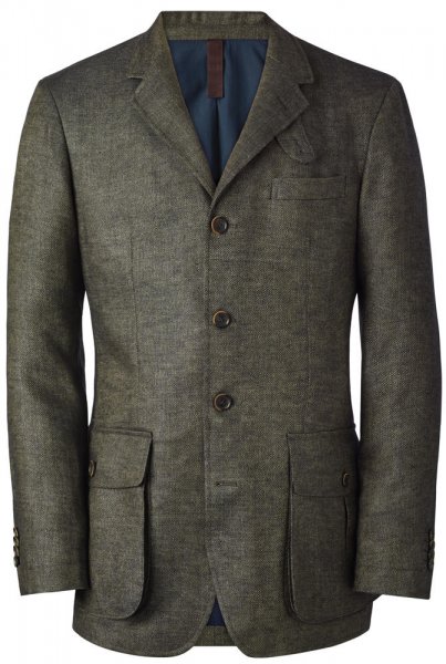 Men's Jacket, Linen, Dark Blue-Natural Beige, Size 54