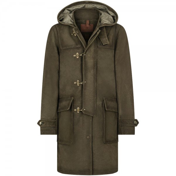 »Marshal Lady« Ladies’ Leather Duffle Coat, Battle Green, Size 34