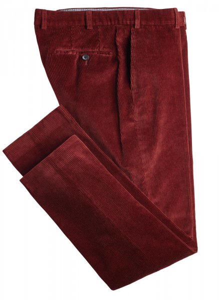 Hiltl Men's Corduroy Trousers, Burgundy, Size 27