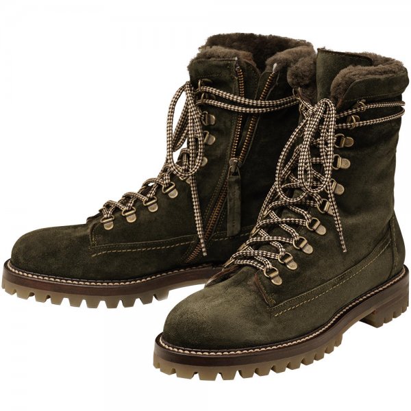 Damen Hiking Boots »Holly«, mit Lammfell, dunkelgrün, Größe 40