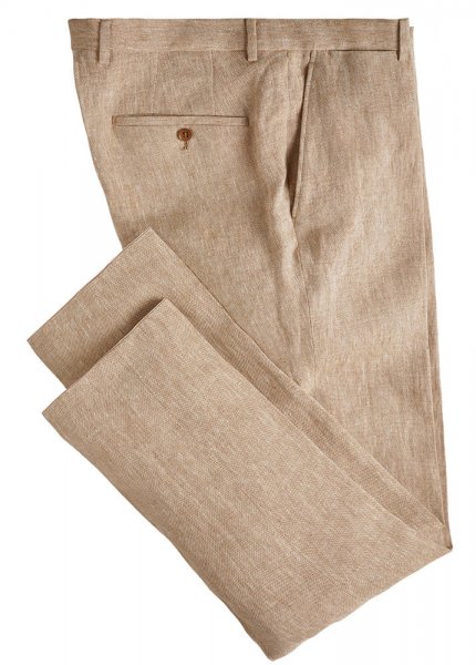 Men's Trousers, Irish Linen, Beige/White, Size 50