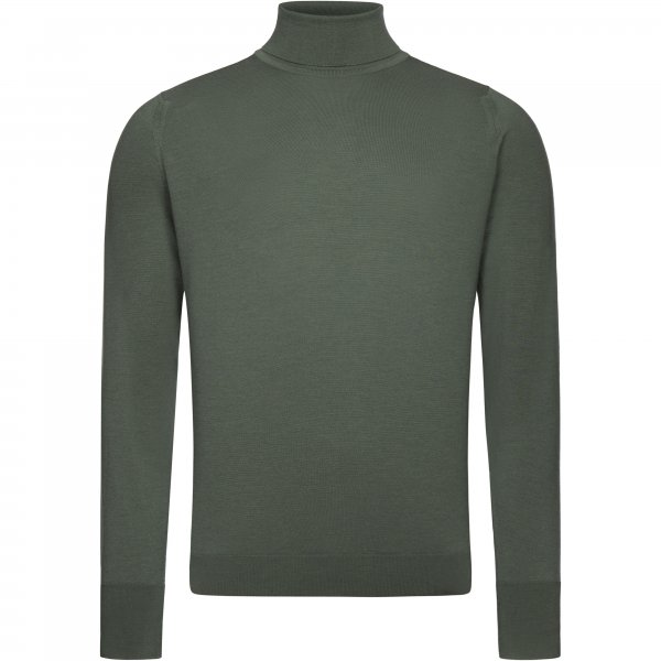 Jersey de cuello alto John Smedley para hombre, merino extrafino, verde, talla M