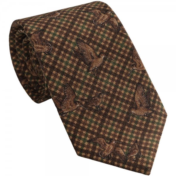 Cravatta, motivo »Beccaccino«, seta/lana, verde/marrone
