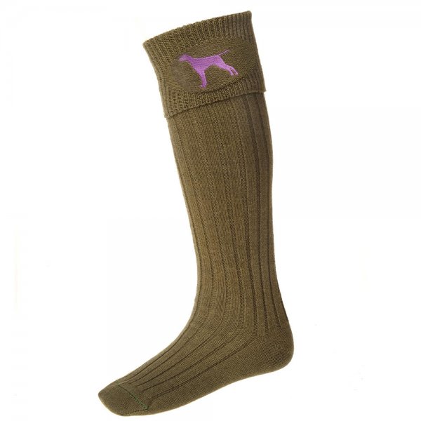 Calcetines caza p. hombre House of Cheviot BUCKMINSTER, oliva oscuro, L (45-48)
