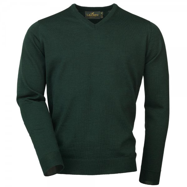 Laksen »Sussex« Men's V-Neck Sweater, Pine, Size L