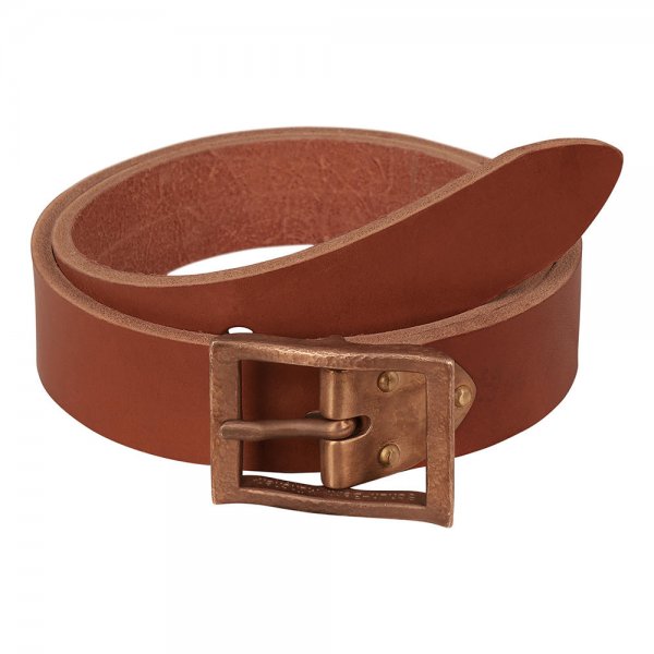Bertl Ox Leather Belt with Bronze Buckle, Length 105 cm