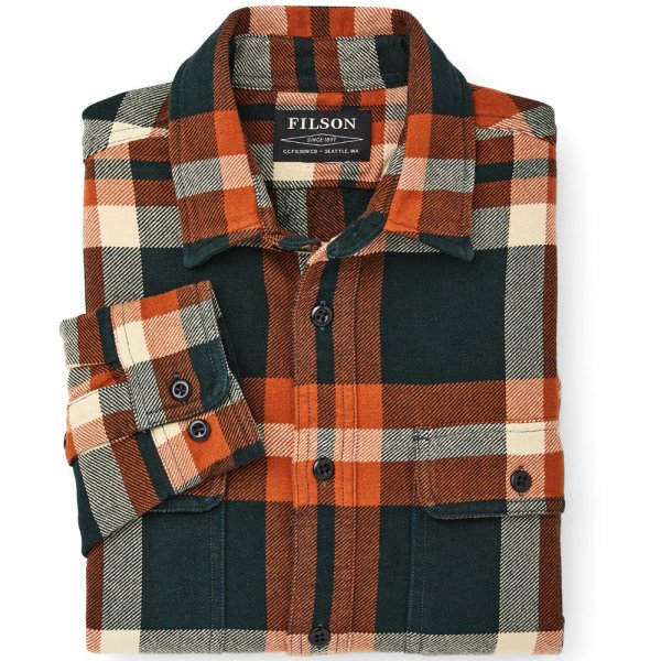 Filson Vintage Flannel Work Shirt, Fir/River Rust, talla XL