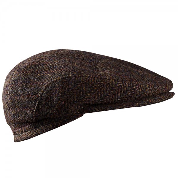 Bonnet motif à chevrons Harris Tweed, brun, taille 55