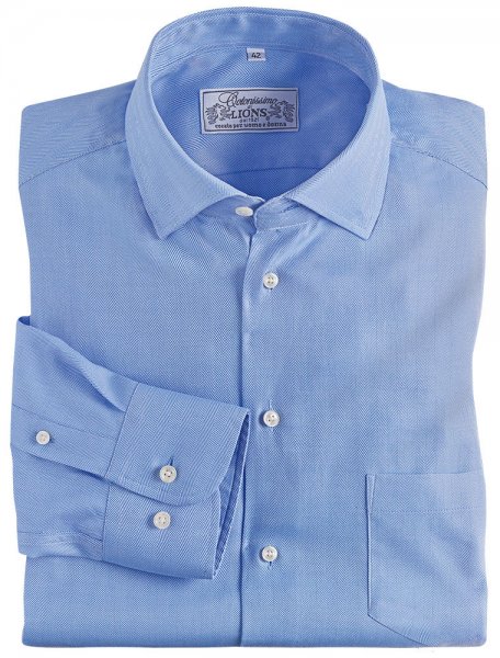 Men's Shirt, Herringbone (80/2), Light Blue, Size 46