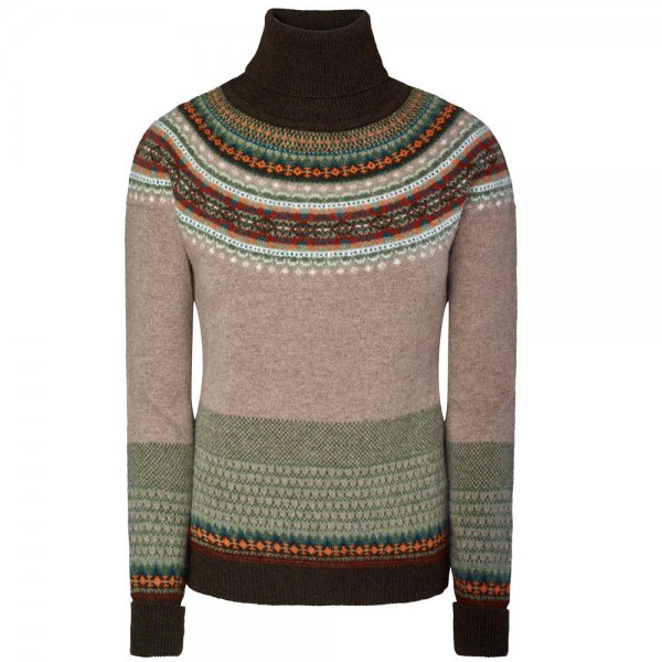 Eribé Fair Isle Ladies Turtleneck Sweater, Brown, Size XXL